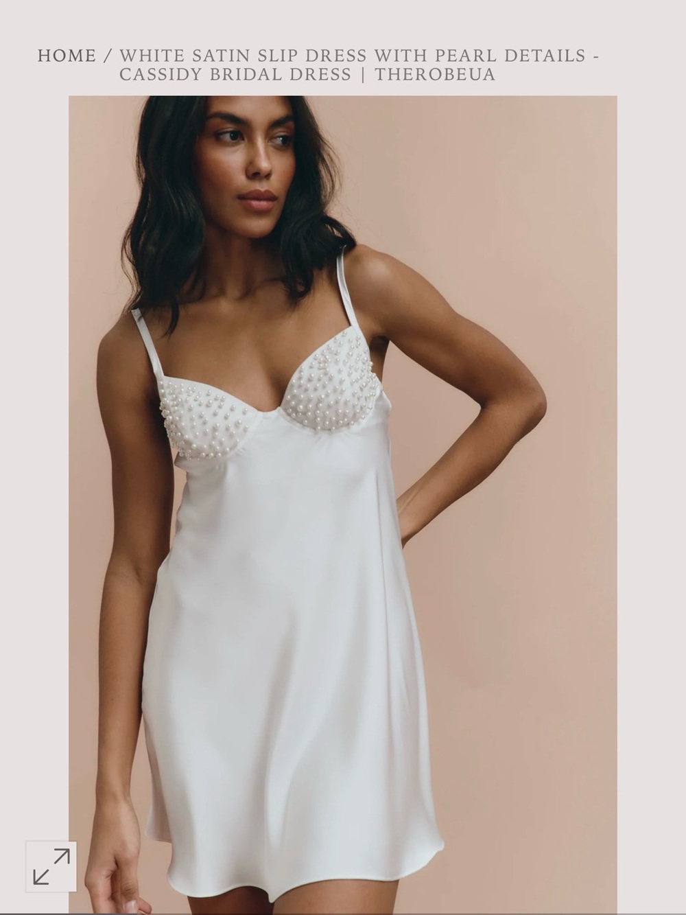 CASSIDY - SLIP DRESS: The Robe Pearl-Embellished Satin Slip Dress